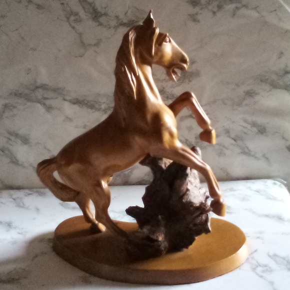 Vintage Mid- century Modern Large Hand carved Wood Rearing Horse Stallion Statue - Picture 16 of 16